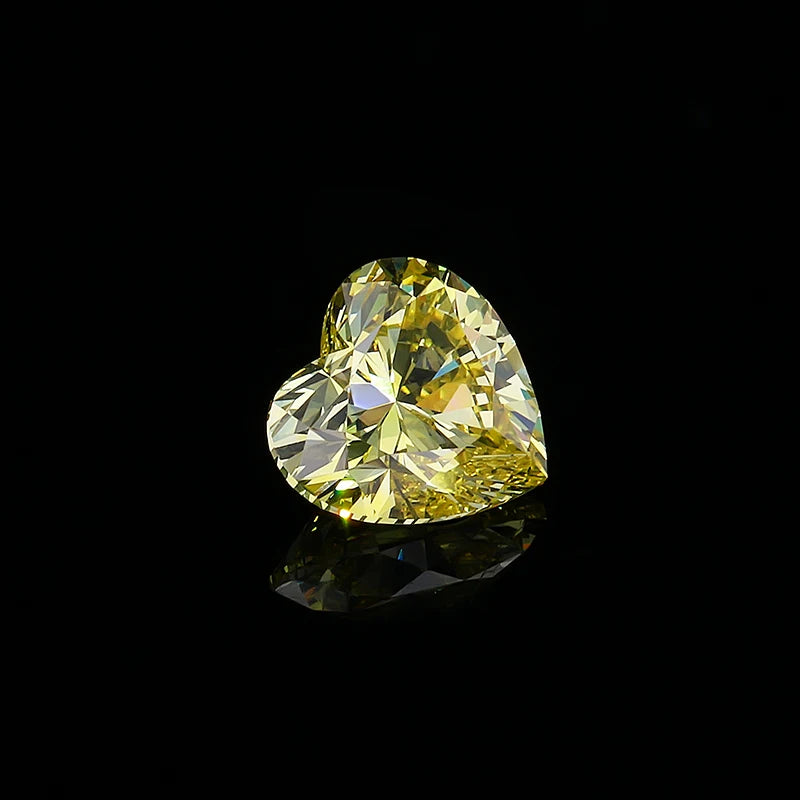 Fancy Vivid Yellow Color Lab Diamond Heart Shape VS1 Clarity Lab Grown Diamond