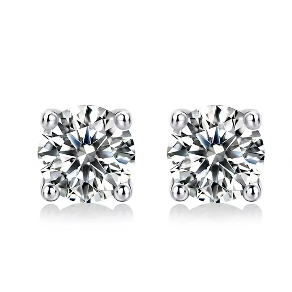 Moissanite Stud Earrings 0.5-3CT 18K Gold Plated S925 Sterling Silver VVS1 Lab Diamond Unisex Jewelry