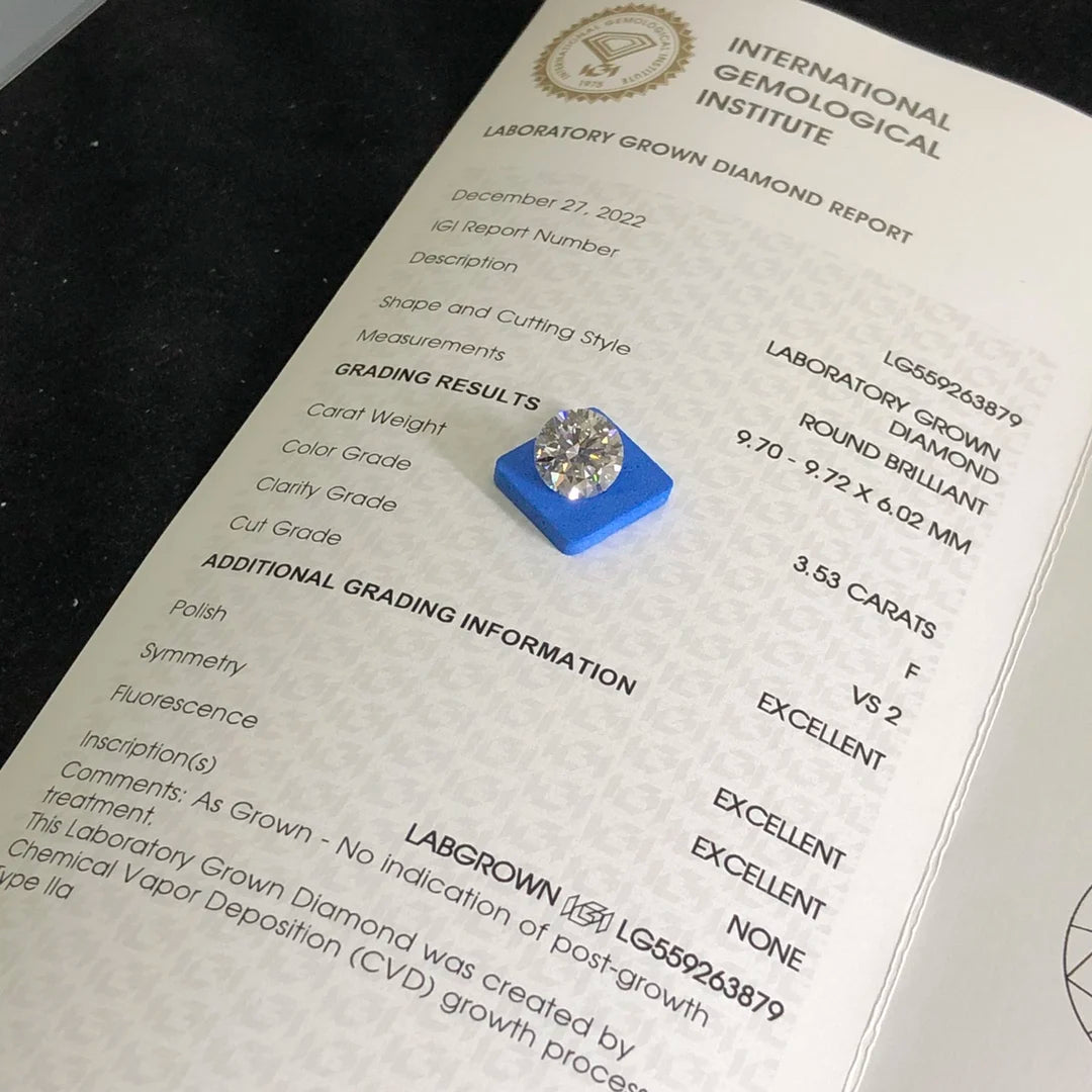 3.53 Carat F VS2 IGI Report Brilliant Round Cut