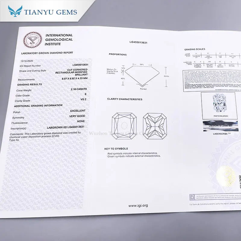 2.16 Carat  E/VS2 Lab Diamond Free IGI Certificate