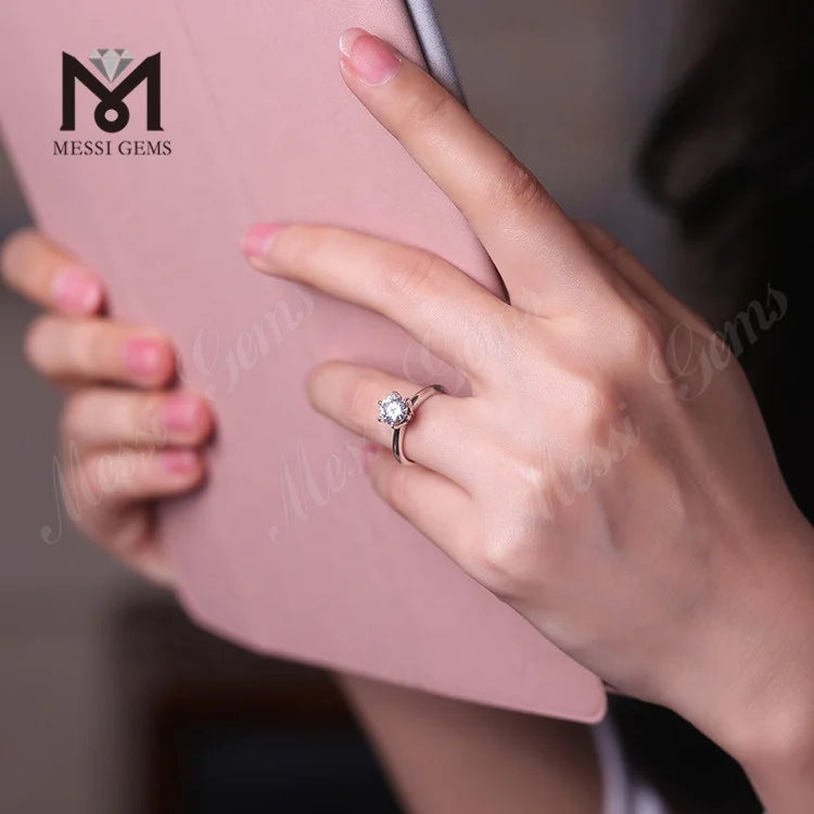 18KT White Gold Double V Engagement Lab Diamond Wedding Ring