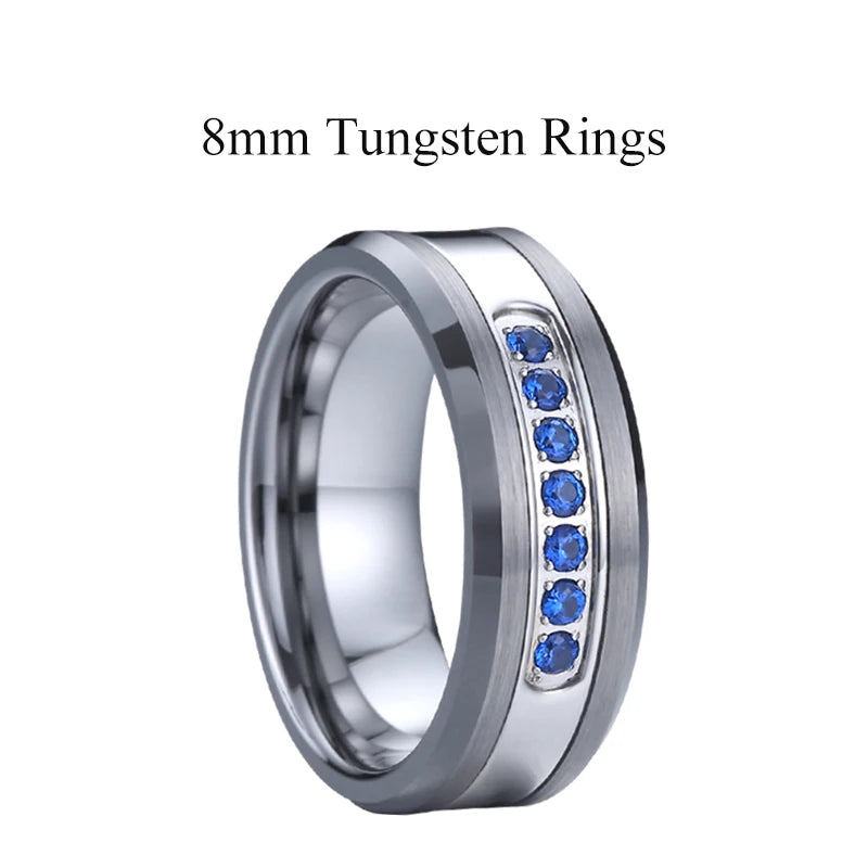 Solid Tiger Striped 8MM Tungsten Carbide Ring