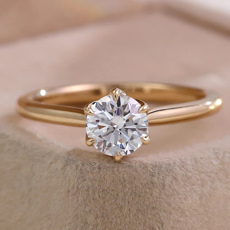 1 Carat DEF VVS Lab Diamond 14KT Yellow Gold Minimalist Ring Classic Design