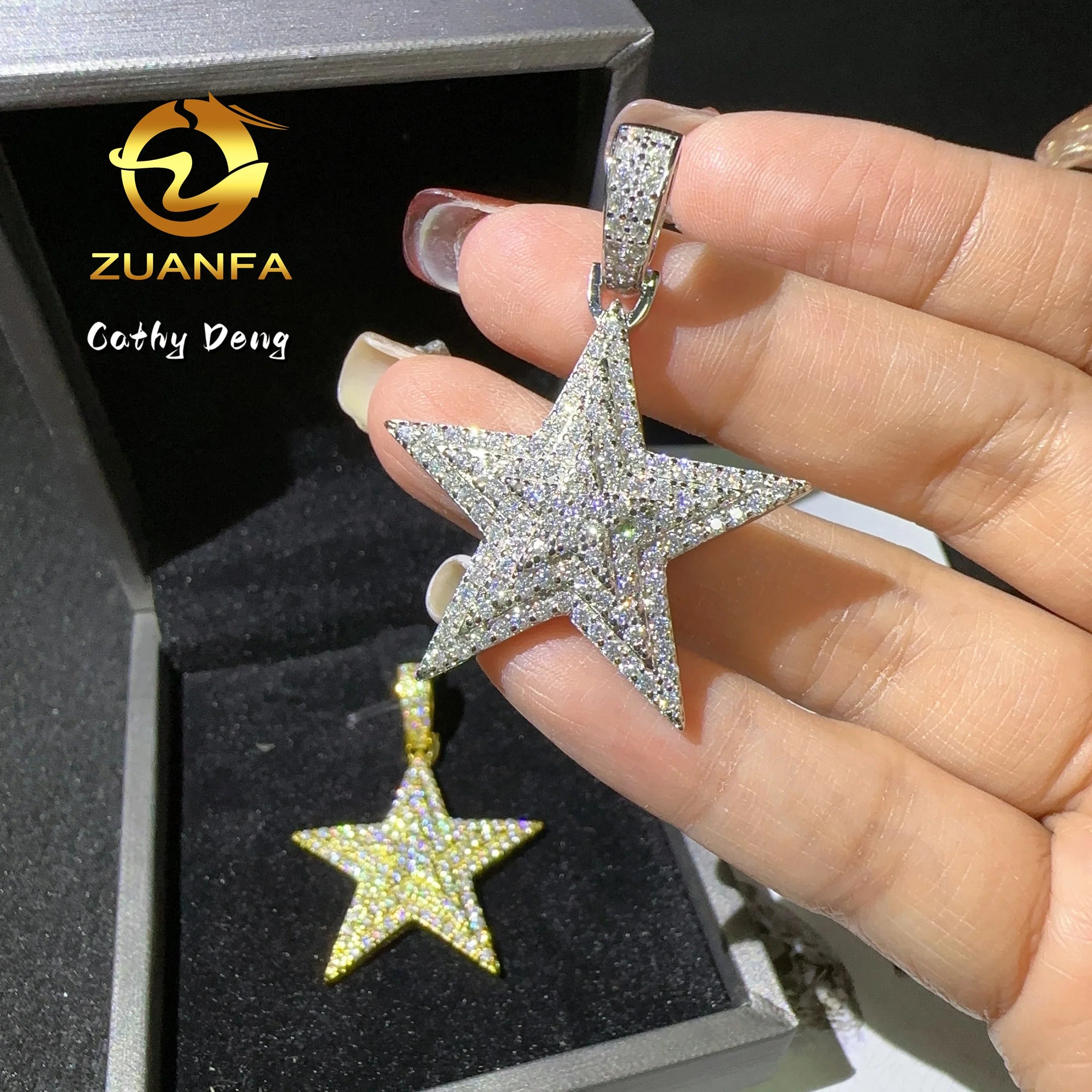 Five Point Star 925 Silver Moissanite Pendant Iced Out Lab Diamond Pendant