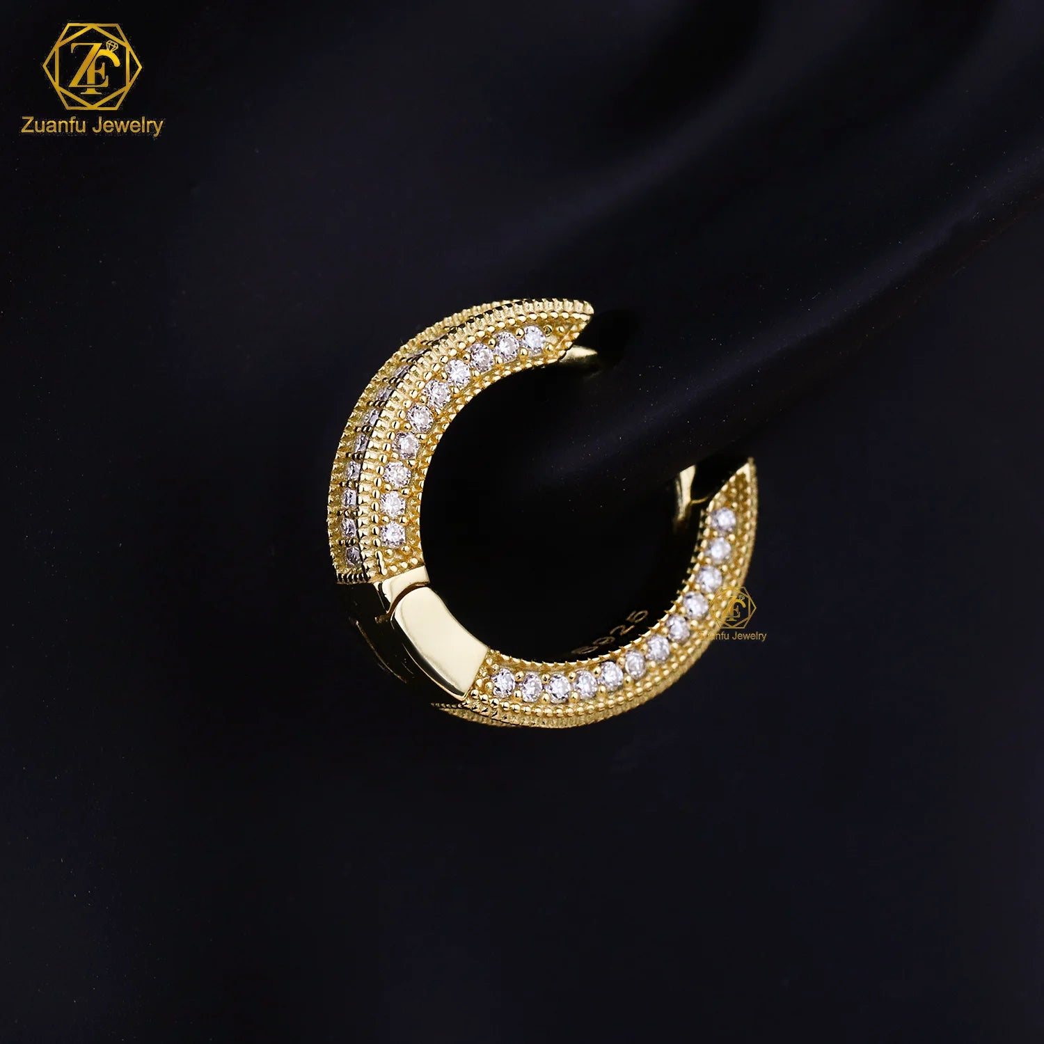 Micro Pave Three Side Moissanite GRA VVS Lab Diamond 925 Waterproof Earrings