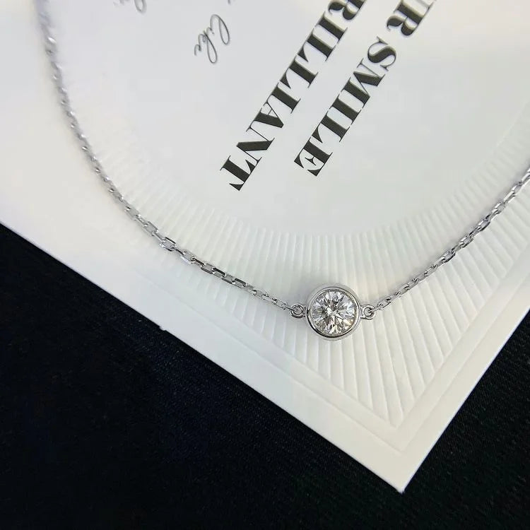 18KT Solid Yellow or White Gold Bracelet for 0.3CT-0.5CT Lab Diamond Bezel Wedding Bracelet