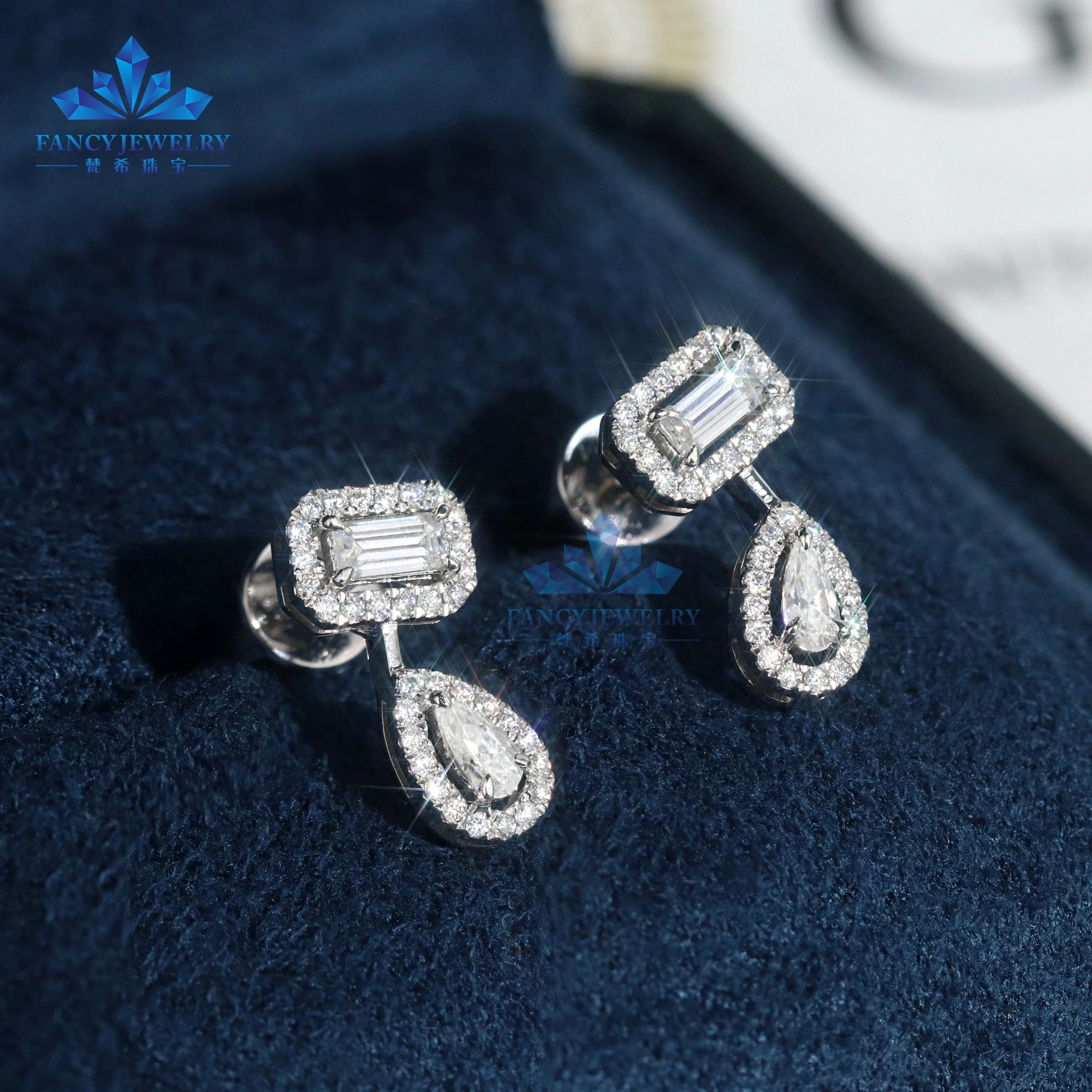 18KT White Gold 925 Sterling Silver GRA VVS Lab Diamond Gemstone Moissanite Drop Earring Hoop Earrings