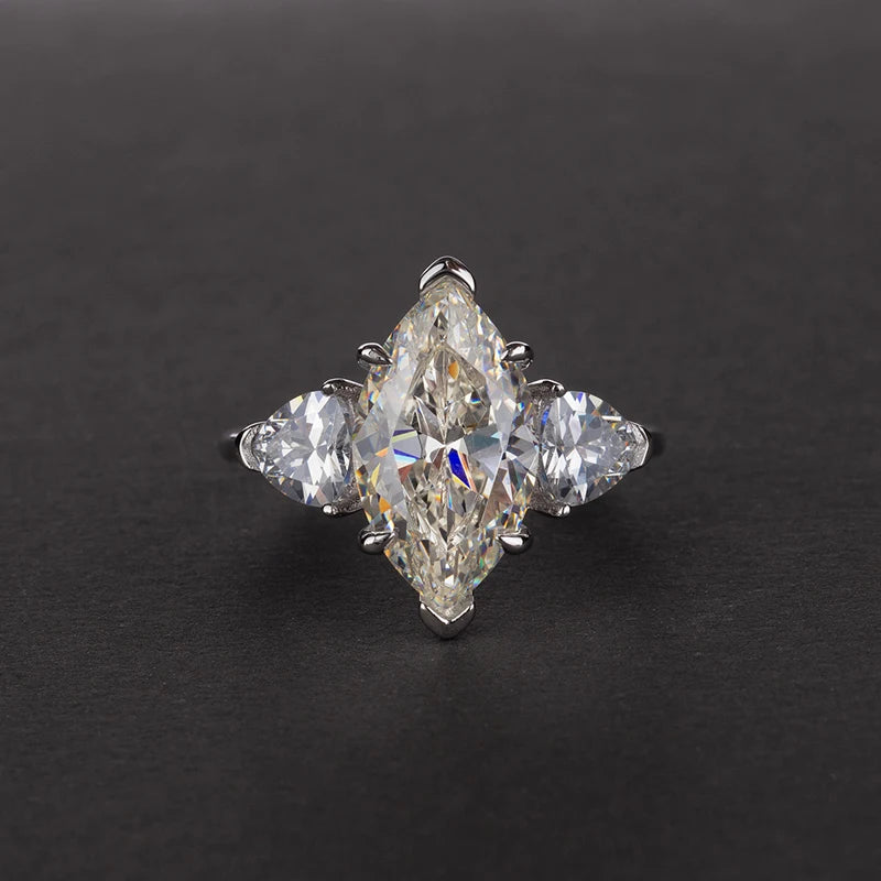 925 Sterling Silver Sparkling 8*14MM Topaz High Carbon Diamond Wedding Ring