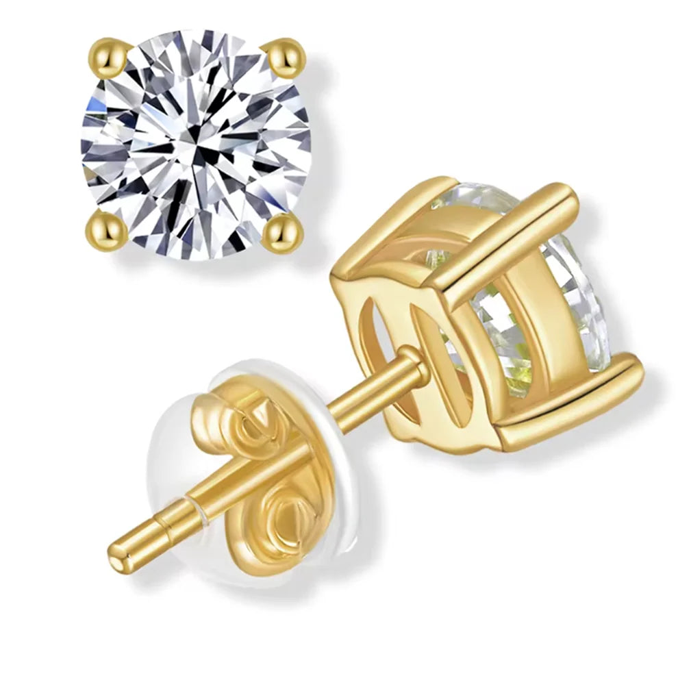 Moissanite Stud Earrings 0.5-3CT 18K Gold Plated S925 Sterling Silver VVS1 Lab Diamond Unisex Jewelry