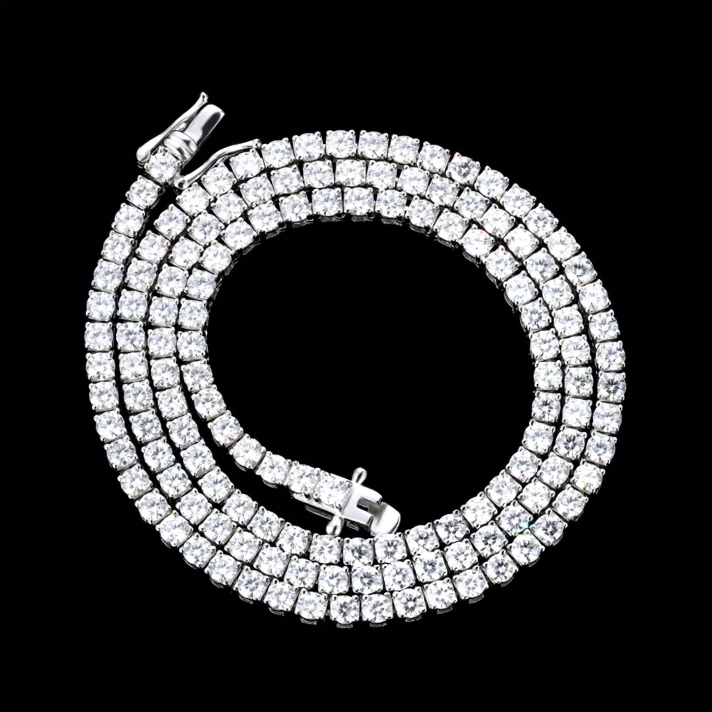 3mm 4mm 2mm S925 Sterling Silver Tennis Chain White Gold Plated Women LAB Diamond Jewelry VVS Moissanite Bracelet Men Necklace