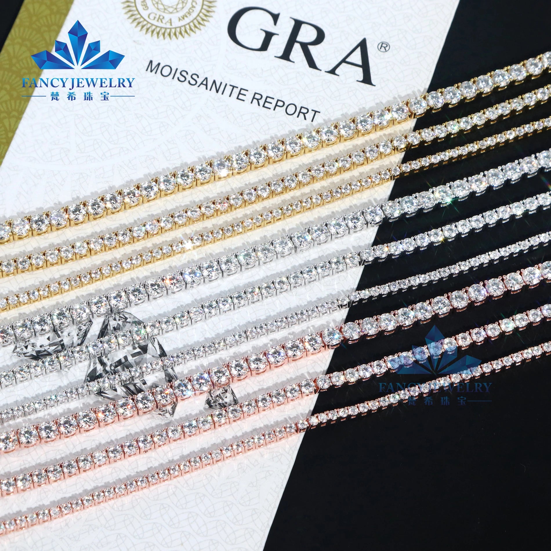 Moissanite Cuban Fine 2mm 3mm 4mm S925 Silver D VVS Lab Diamond Tennis Bracelet