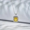 18KT Solid White Gold 0.84 Carat Yellow Diamond Radiant Cut Lab Diamond Necklace