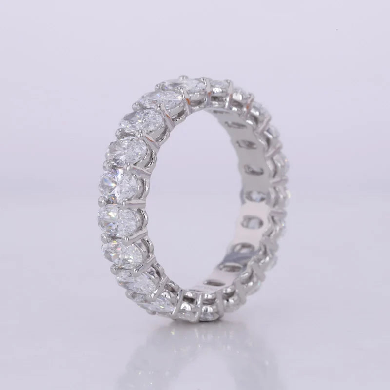 10KT Gold 14KT Cut Oval Loose Diamond Eternity Band 3x5MM DEF VVS VS
