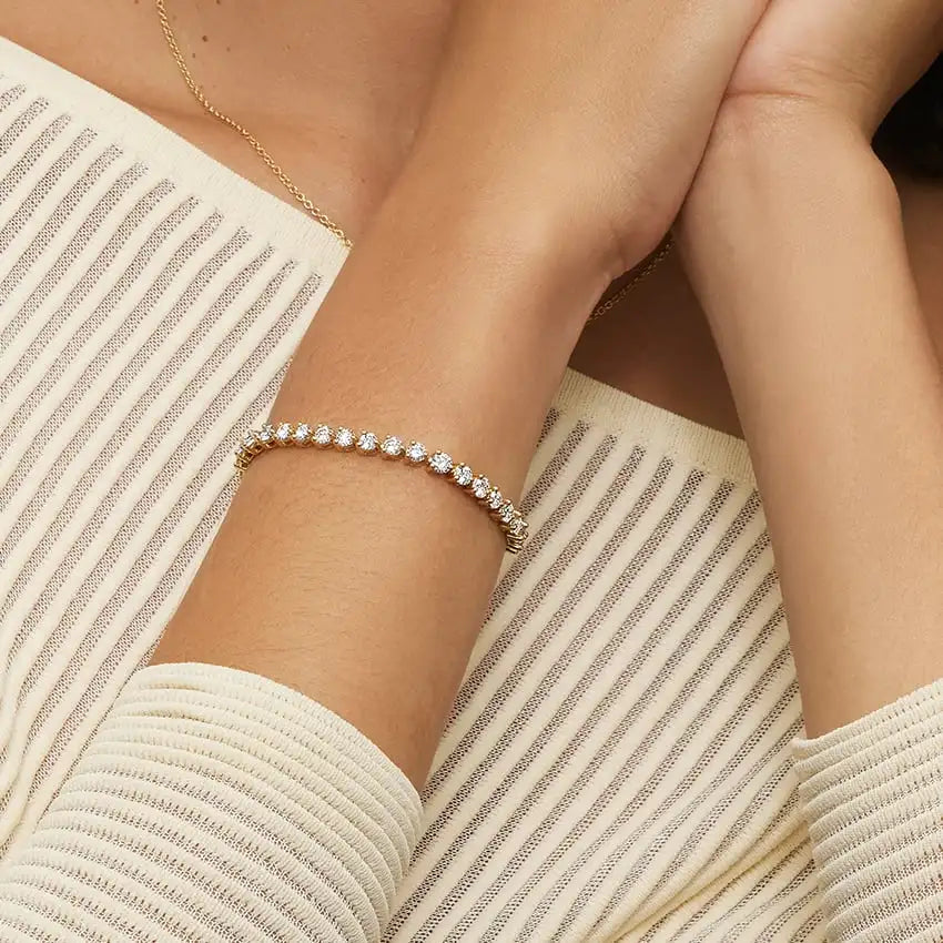 Lab Grown Diamond 3MM 4MM 2MM Tennis Bracelet Fine New Clasp 9KT 14KT 18KT White Gold