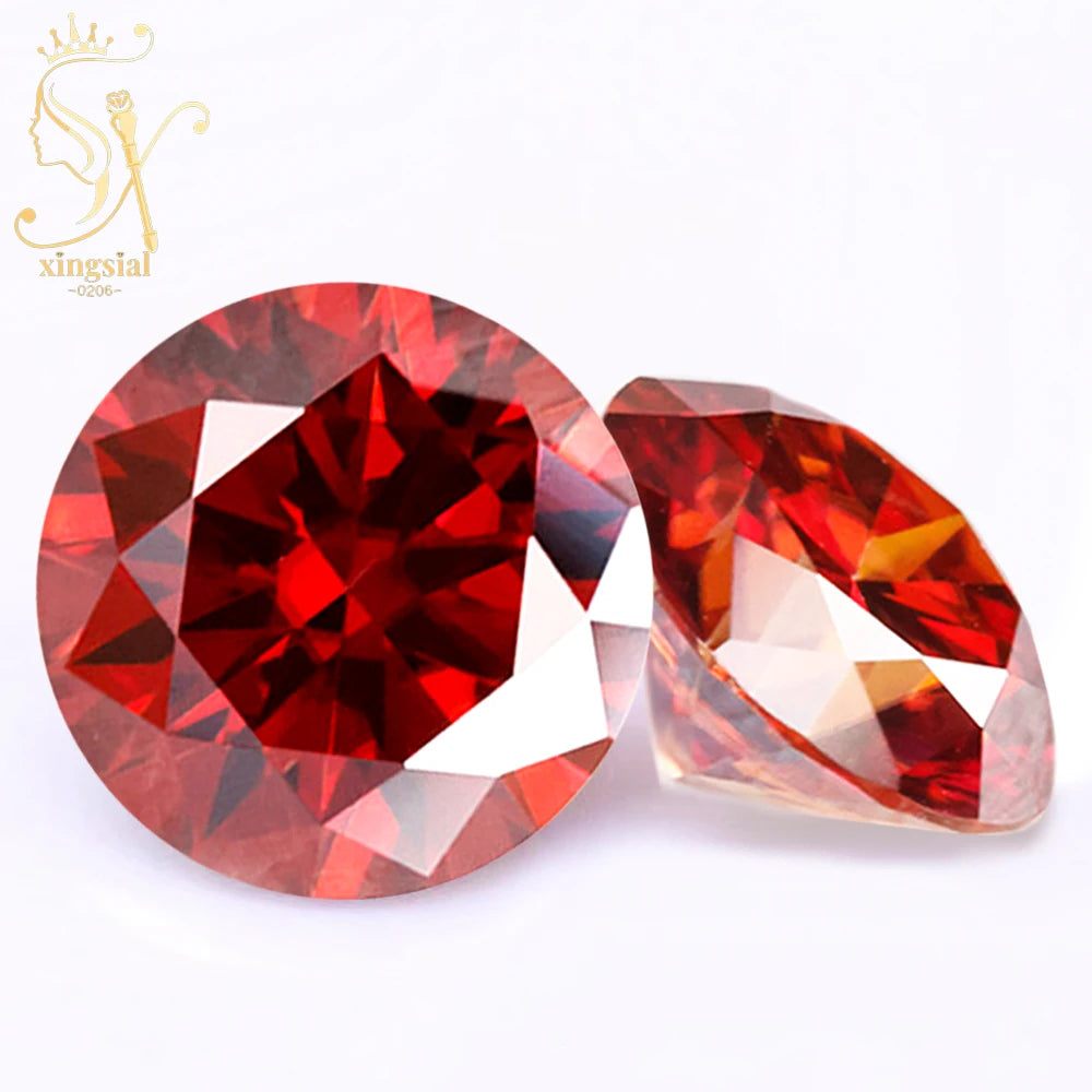 3.0MM- 11MM GRA Certificated Synthetic Gemstone VVS1 Round Brilliant Cut Garnet Red Moissanite Diamond