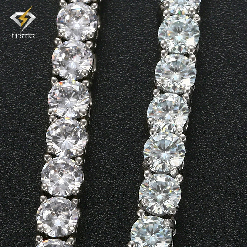 925 Sterling Silver D Color Lab Diamond Moissanite Tennis Chain
