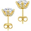 925 Sterling Silver 14KT Gold Plated Women 2 Carat VVS GRA Lab Diamond Hypoallergenic Earring