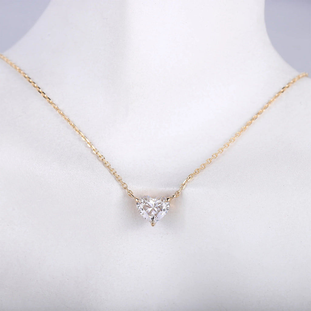 10KT Solid Yellow Gold & Lab Grown Diamond Heart Necklace
