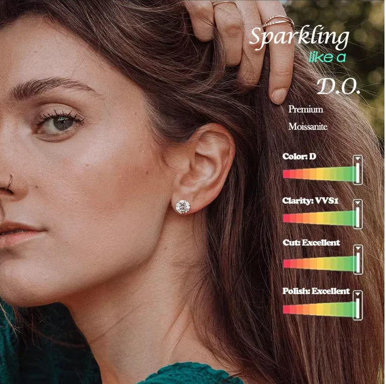 Moissanite Stud Earrings 0.5-3CT 18K Gold Plated S925 Sterling Silver VVS1 Lab Diamond Unisex Jewelry