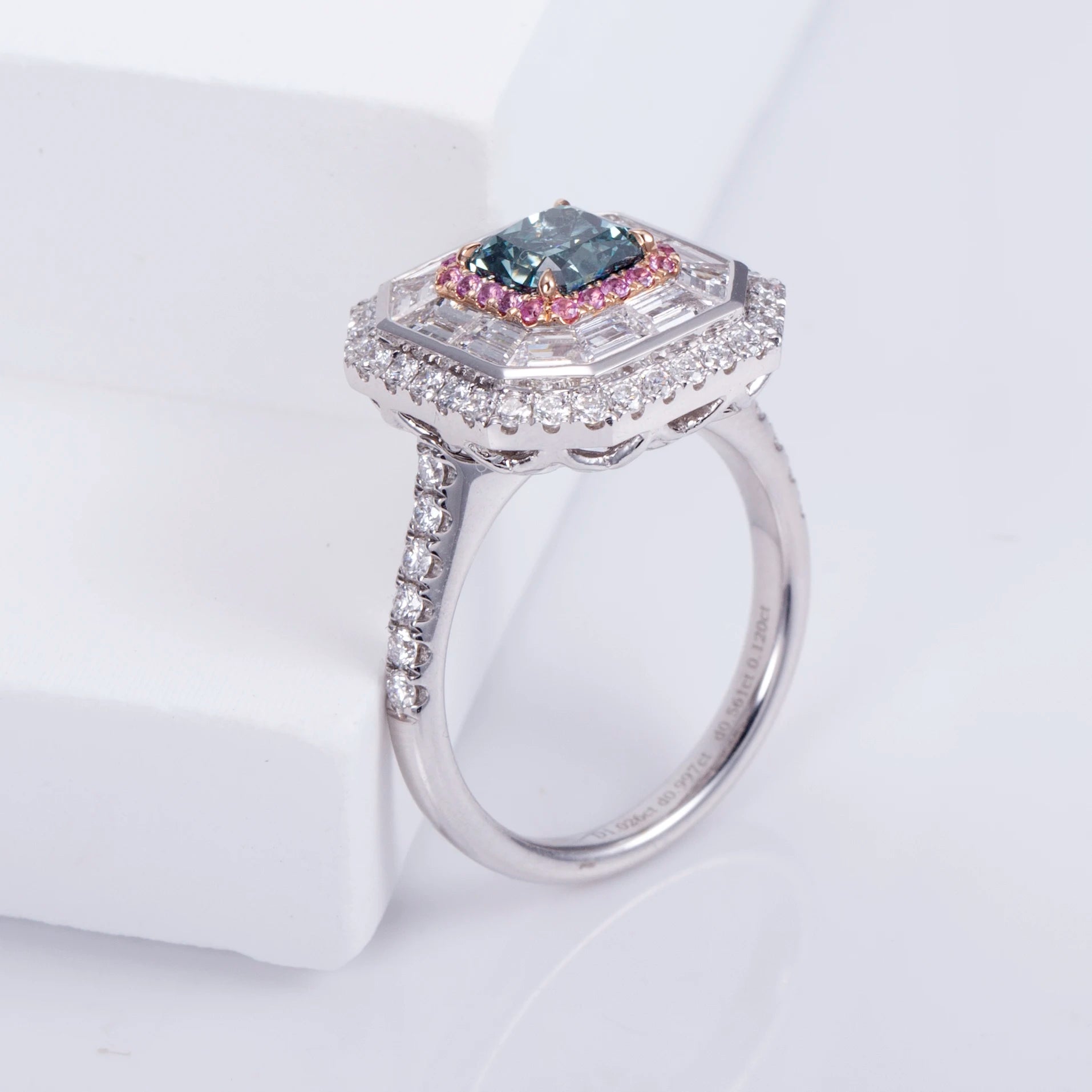 10KT 14KT 18KT White Gold Pink Diamonds Color Radiant Lab Diamond