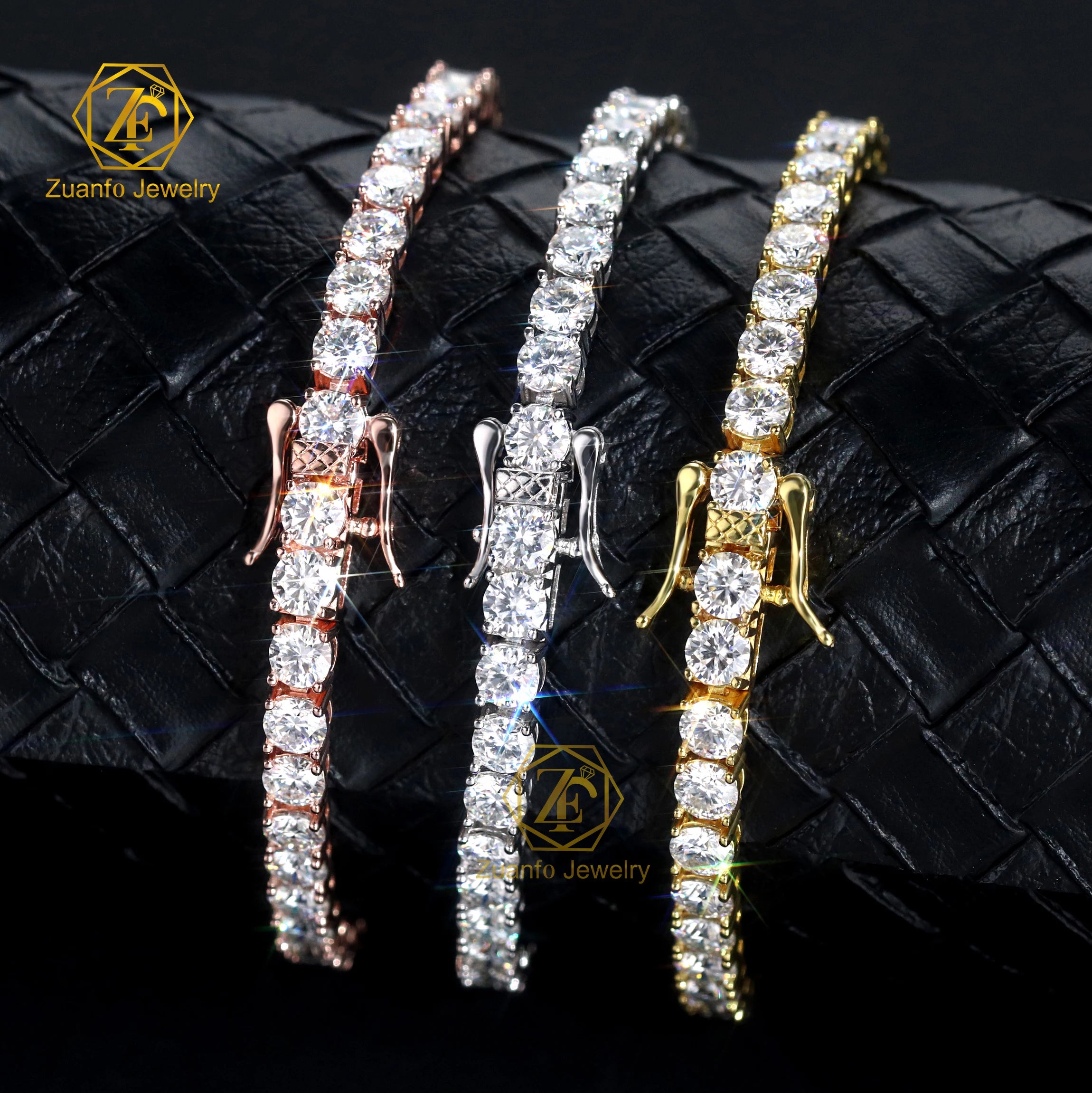 3mm 4mm 2mm S925 Sterling Silver Tennis Chain White Gold Plated Women LAB Diamond Jewelry VVS Moissanite Bracelet Men Necklace