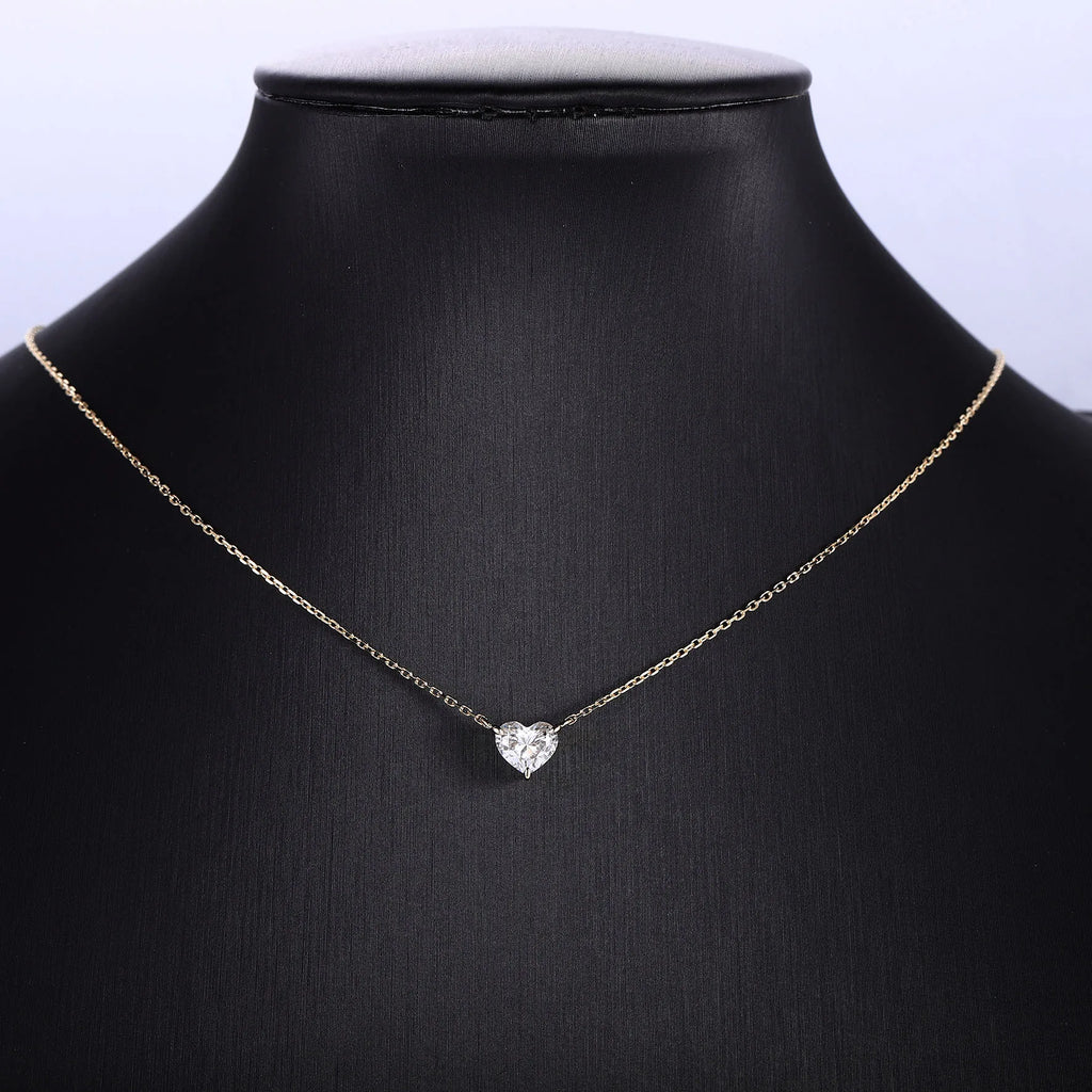 10KT Solid Yellow Gold & Lab Grown Diamond Heart Necklace