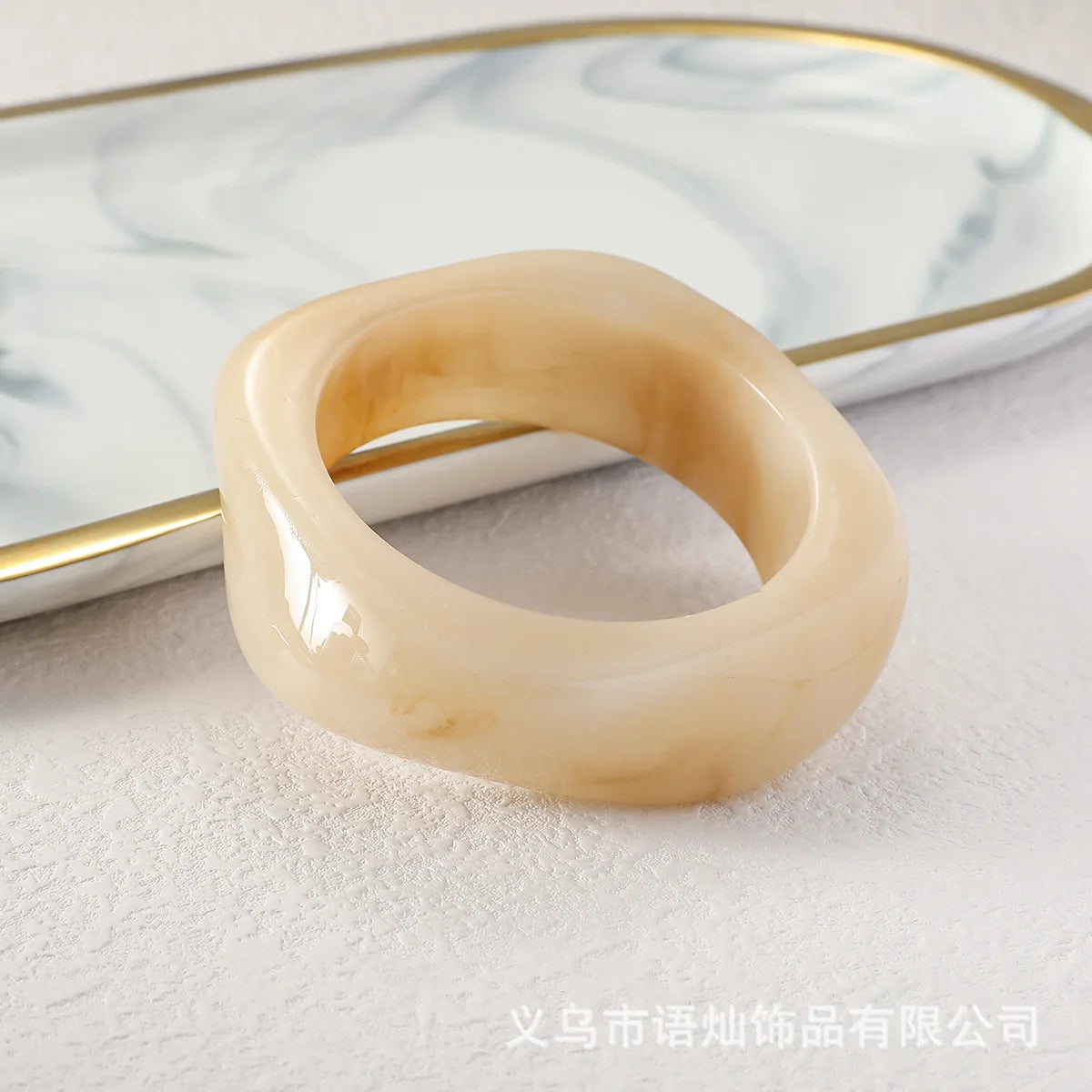 Large Edition Hot Cross-Border Special-Shaped Wide Square Bracelet Spotted Rishite Pattern Fashion Bangle