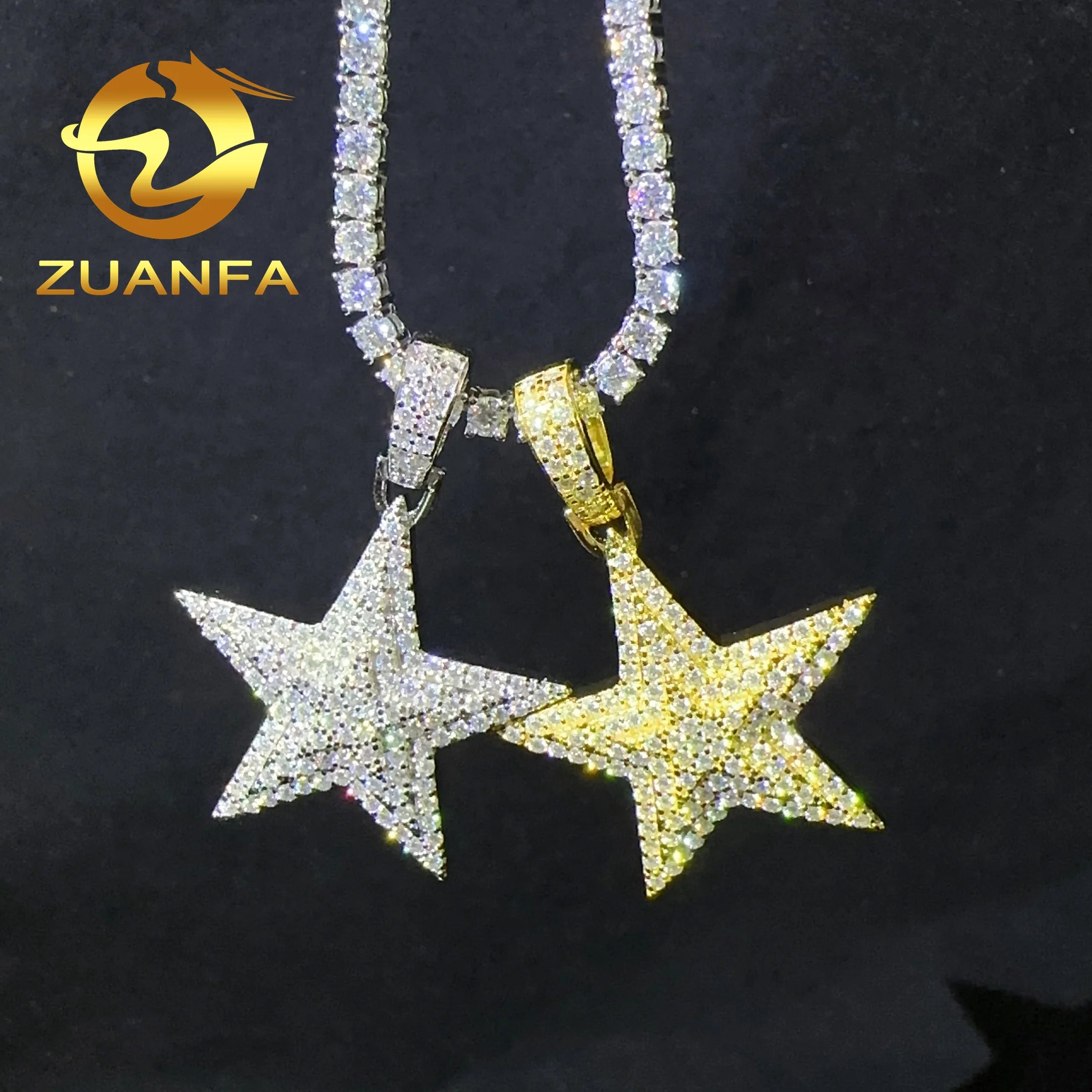 Five Point Star 925 Silver Moissanite Pendant Iced Out Lab Diamond Pendant