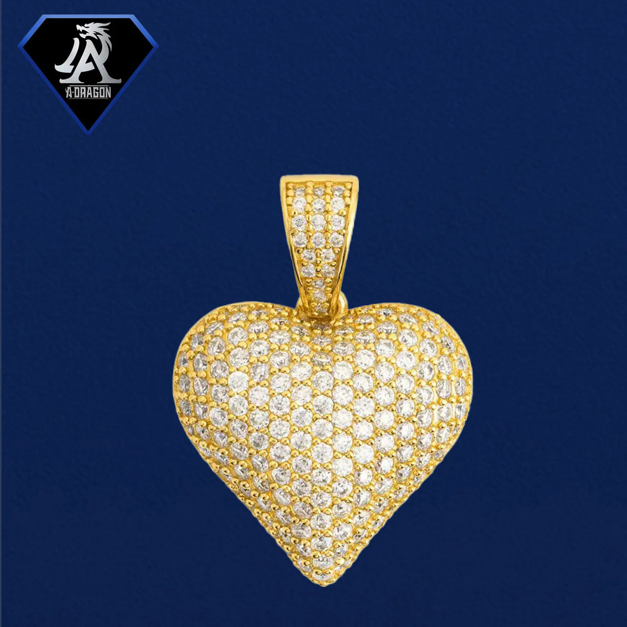 Iced Out VVS Heart Shaped Pave Moissanite Heart Puffers