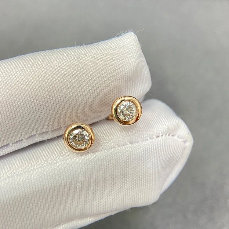 18KT Rose Gold Bezel Set Bubble 0.5 CTW Diamond Stud Earrings