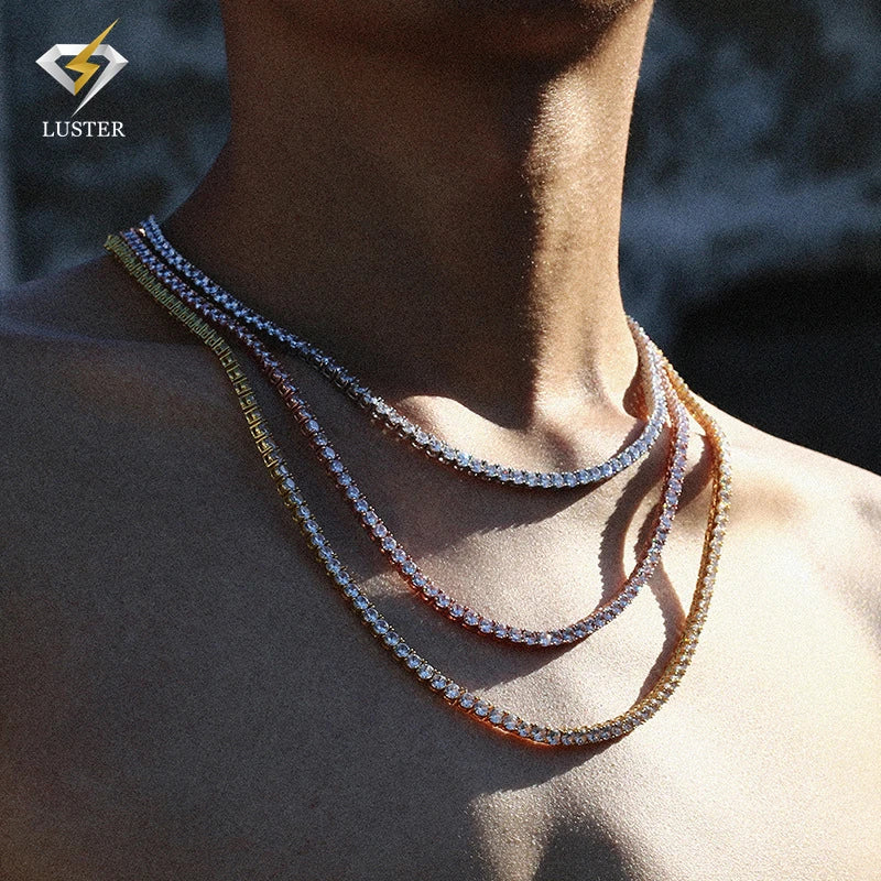 925 Sterling Silver D Color Lab Diamond Moissanite Tennis Chain