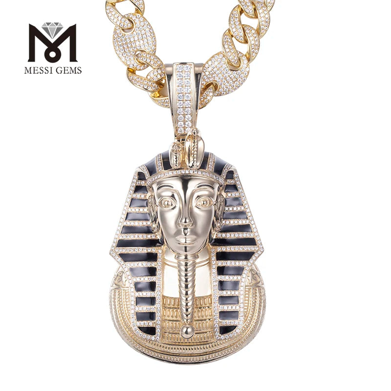 10KT Pharoah Gold Lab Diamond Pendant  Necklace