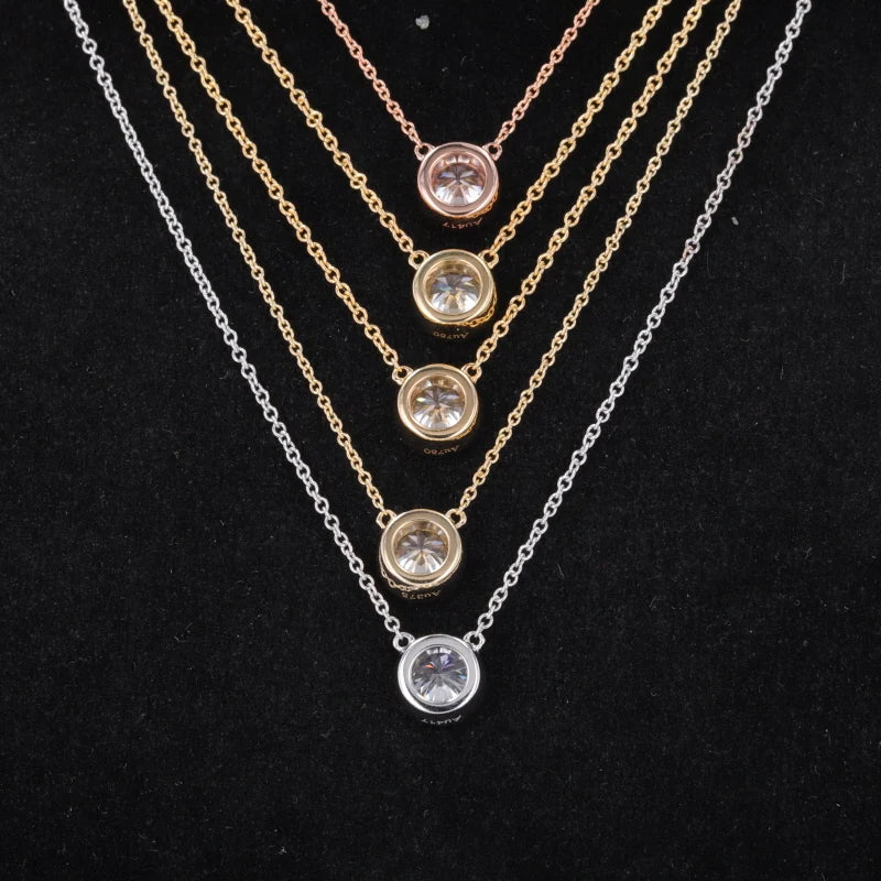 0.5CT 1CT IGI Certificate DEF VVS 10KT 14KT White or Yellow Gold 40+5cm Necklace Round Cut Lab Diamond