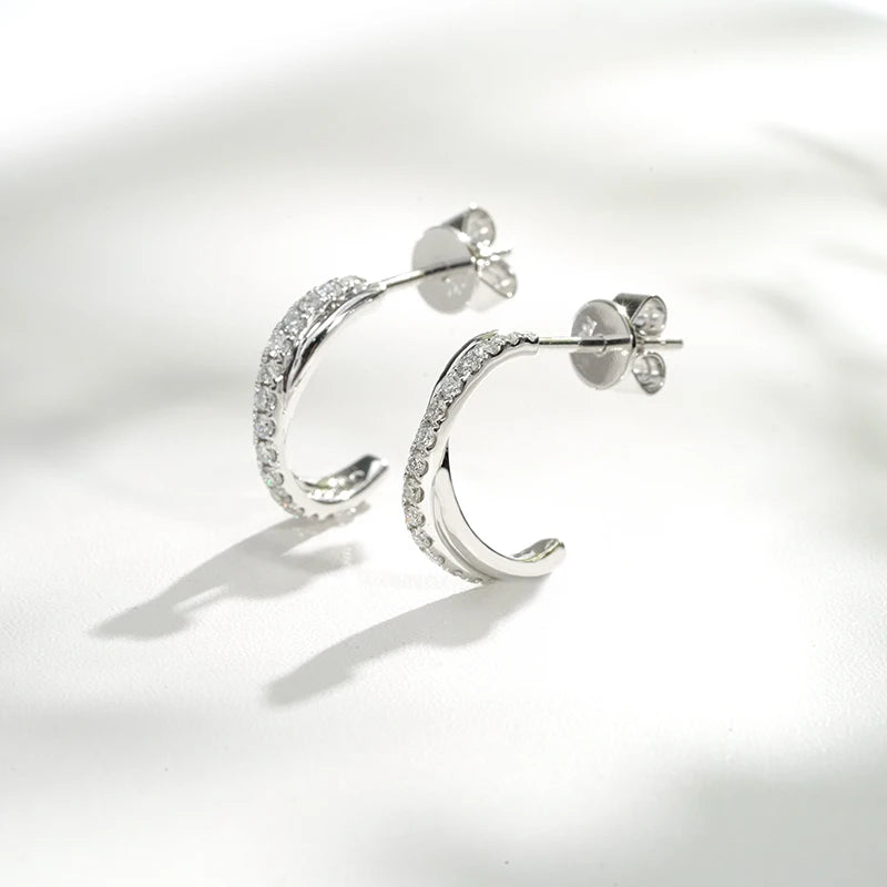 18KT White 0.23 CTW Lab Diamond Criss-Cross Hoop Earrings