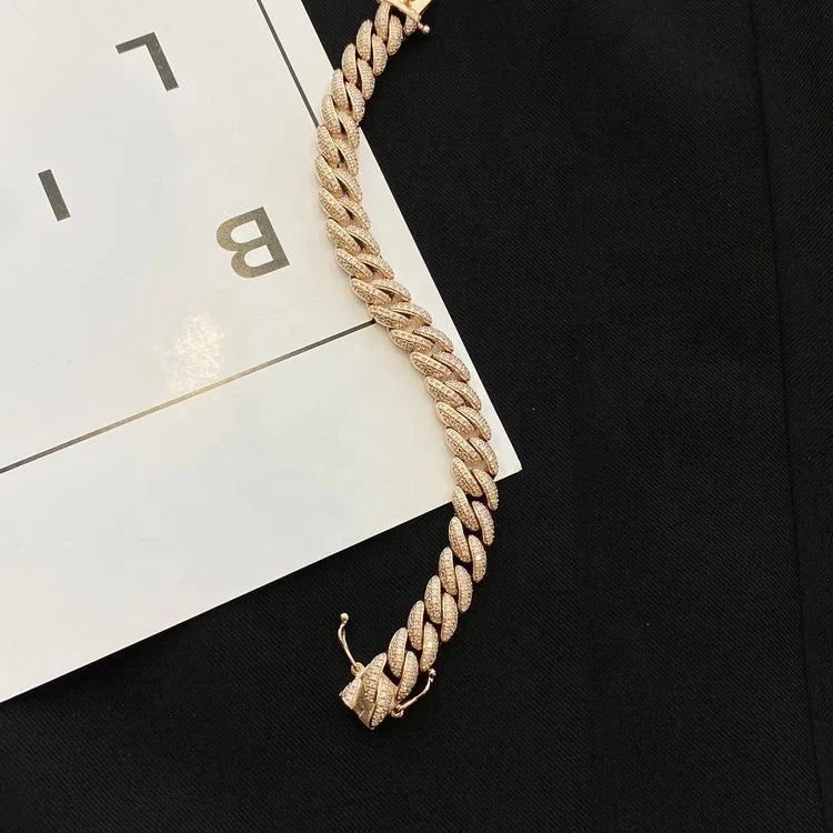 6MM Full Diamond Cuban Bracelet for Women 14KT Lab Diamond Iced