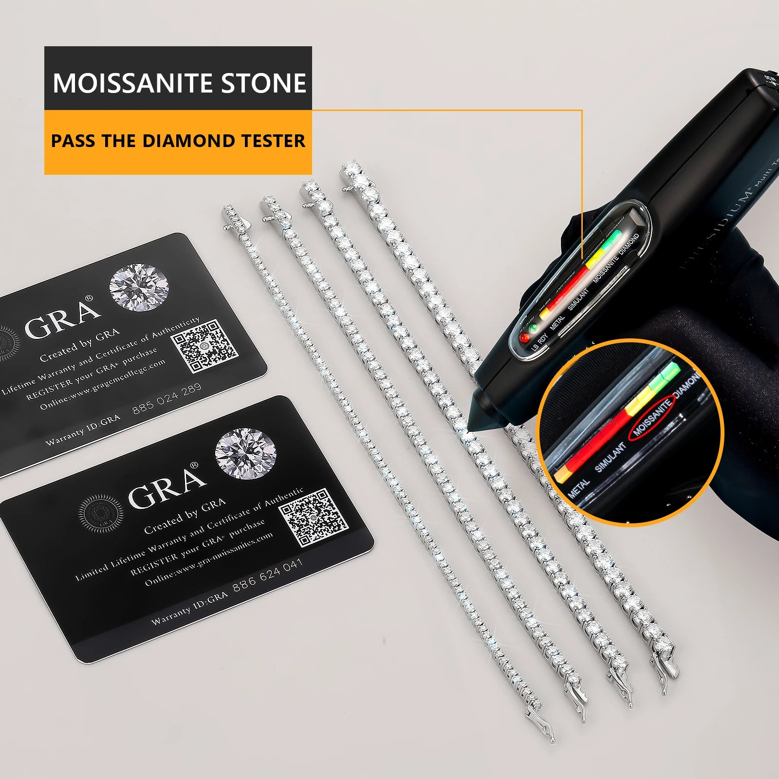 3mm 4mm VVS Moissanite Chain 925 Sterling Silver White Gold Plated Women Men GRA Certified Mossanite Lab Diamond Tennis Bracelet