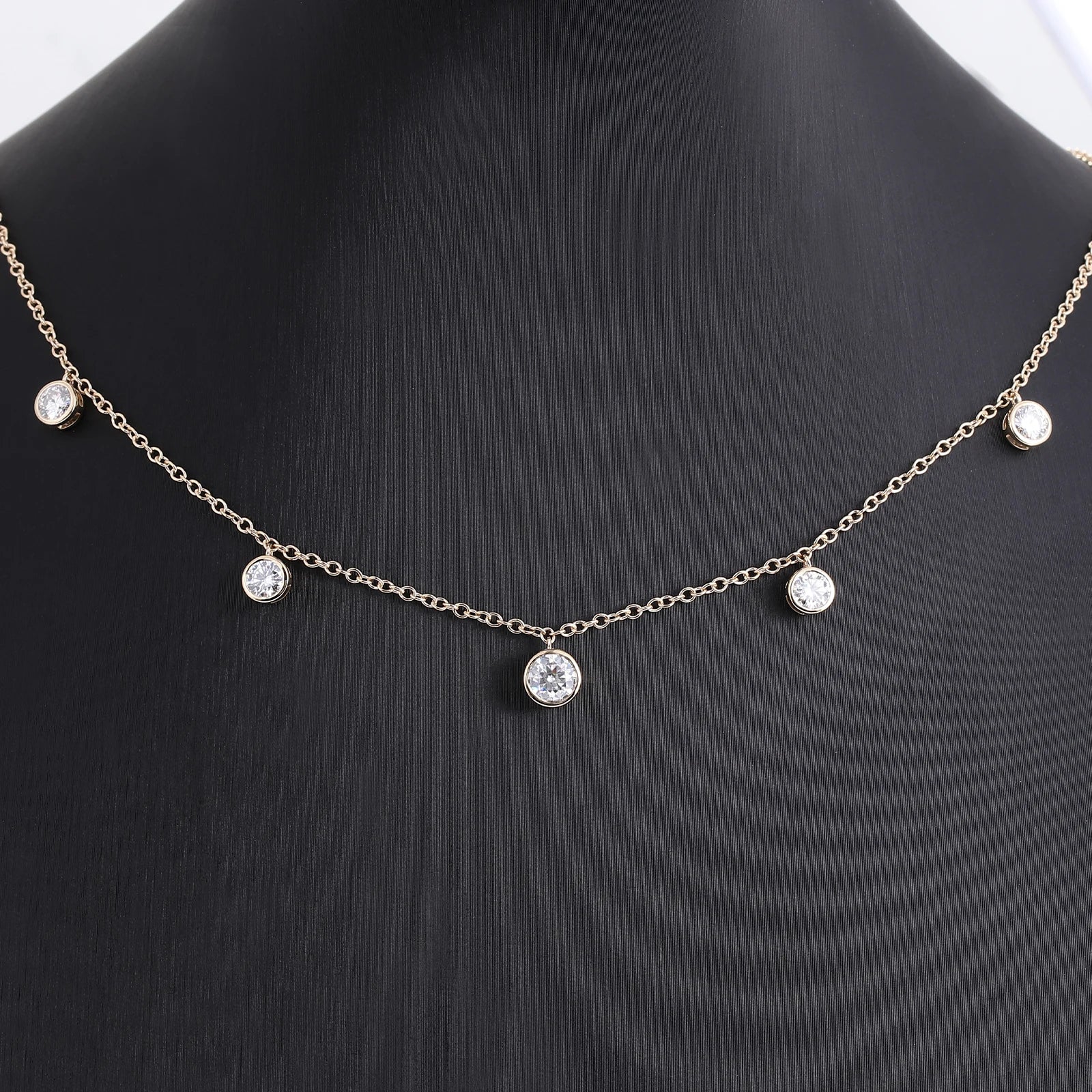 Elegant Jewelry 14K Solid Gold Lab Grown Diamond Necklace Station Necklace Luxury DEF VVS Lab Diamond Necklace Women