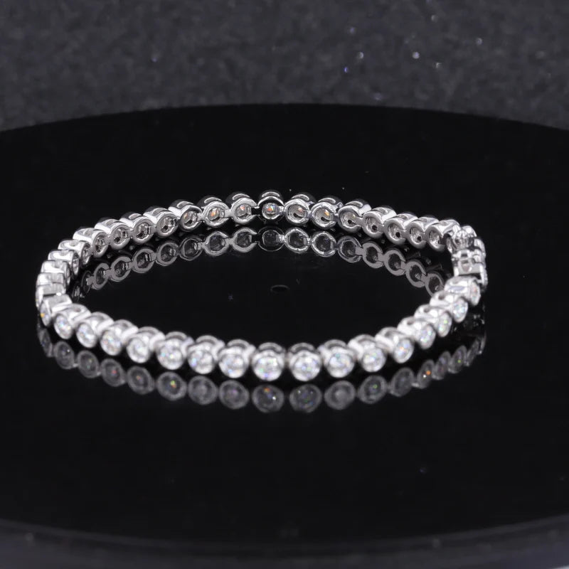 925 Sterling Sliver2.5mm Moissanite Lab Diamond Bezel Settings Tennis Bracelet