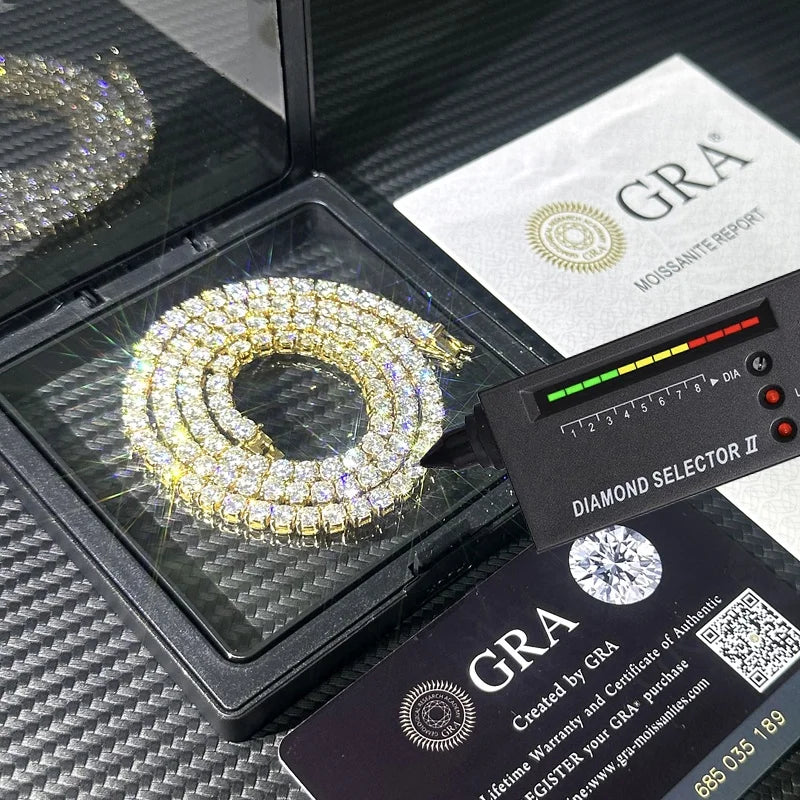 Moissanite Cuban Fine 2mm 3mm 4mm S925 Silver D VVS Lab Diamond Tennis Bracelet