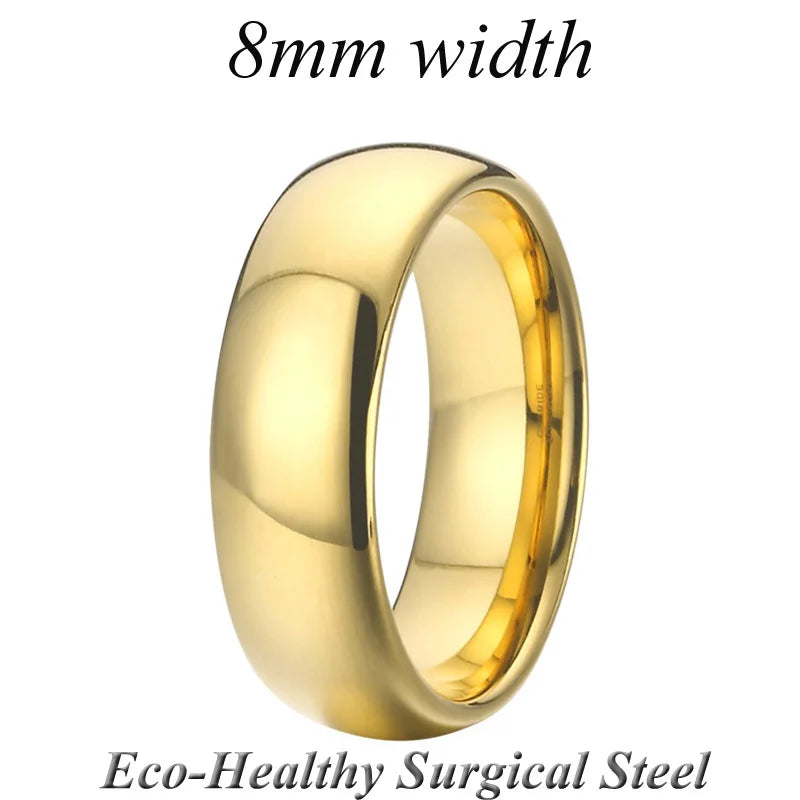 Gold Color Alliances 6/8MM Titanium Stainless Steel Tungsten Men's Wedding Ring