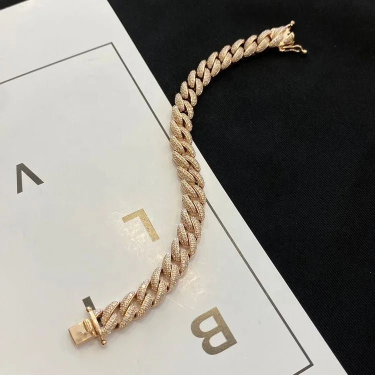 6MM Full Diamond Cuban Bracelet for Women 14KT Lab Diamond Iced