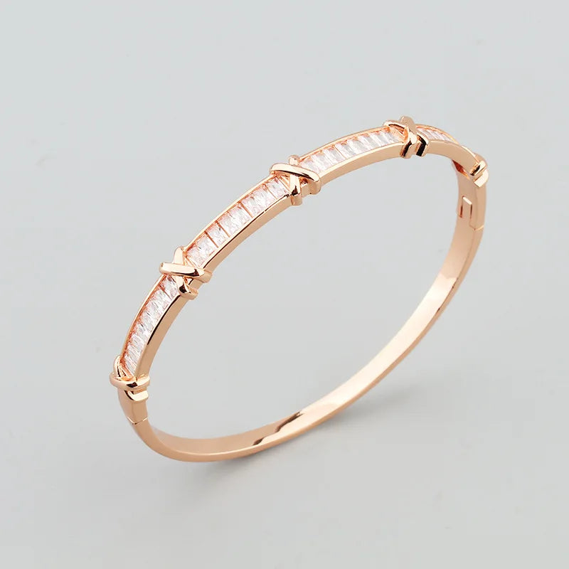 XO Baguette Gold Bracelet Rose Gold Fashionable Bangles