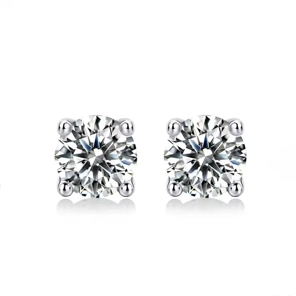 Moissanite Stud Earrings 0.5-3CT 18K Gold Plated S925 Sterling Silver VVS1 Lab Diamond Unisex Jewelry