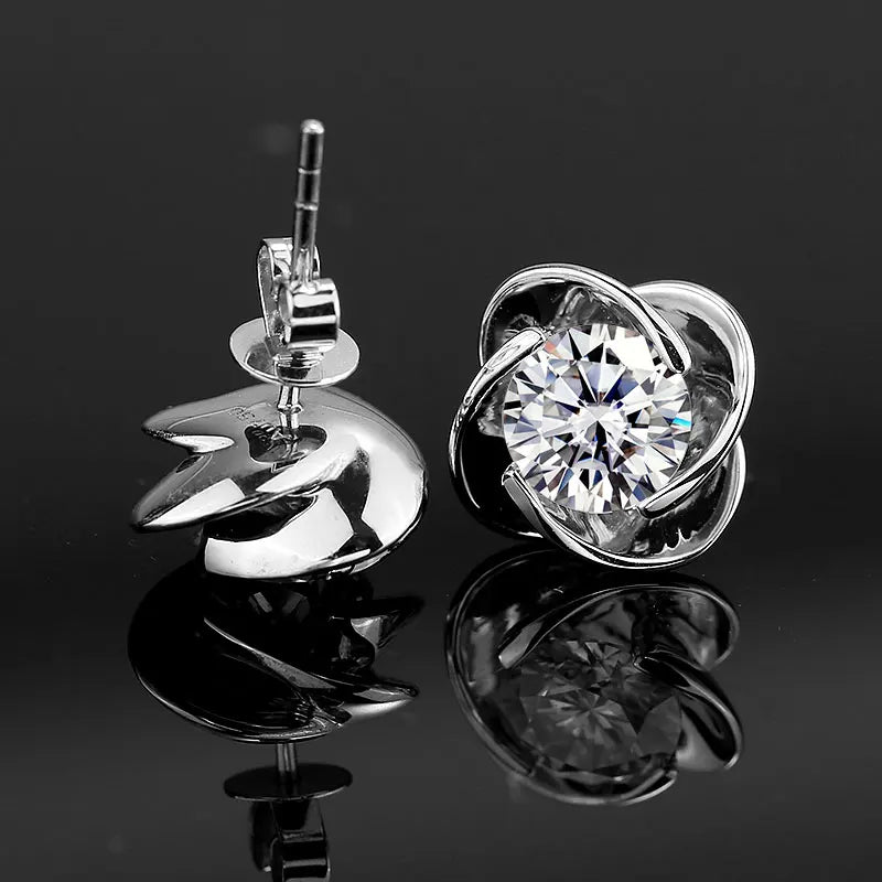 1.0 Carat 18KT 14KT White Lab Spiral Diamond Earrings Stud