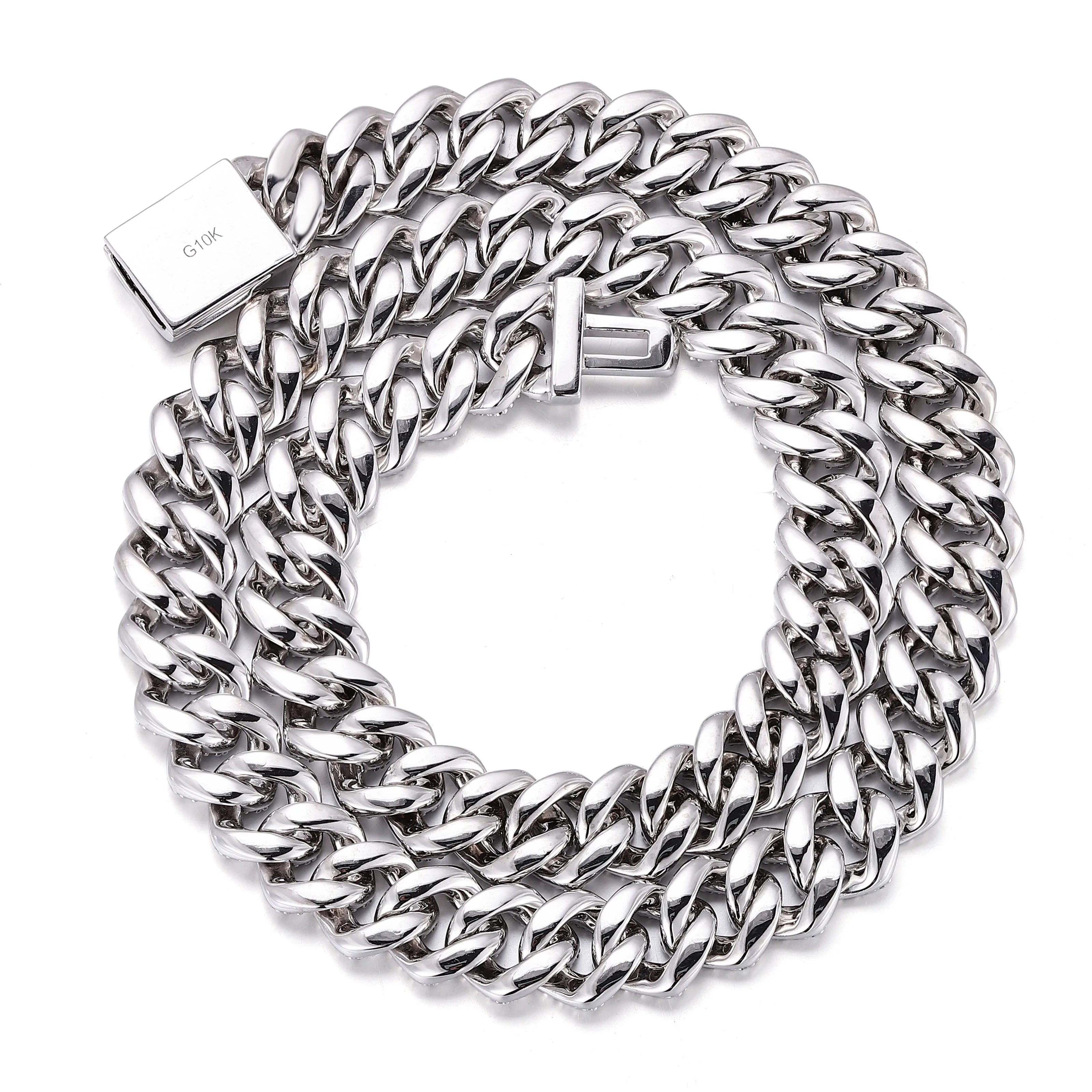 VS Lab Diamond 10k Gold Cuban Link Chain 12MM Cuban Necklace