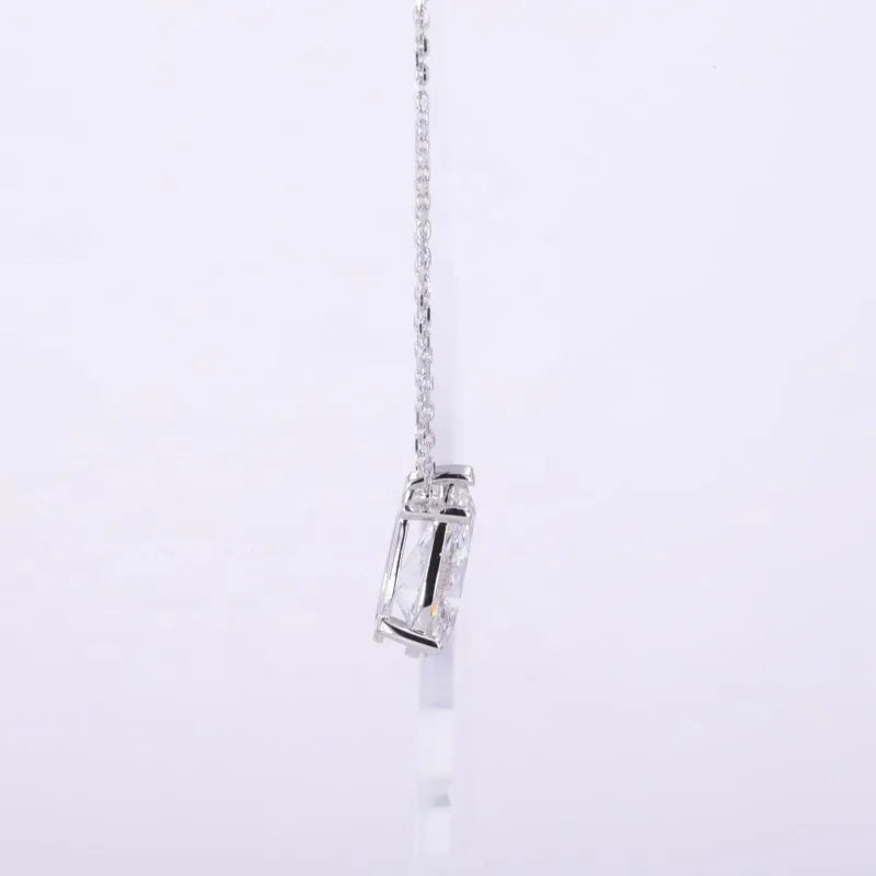14KT White Gold 3 Carat DEF VS VVS Pear Cut 4 Claw Prong Lab Diamond Solitaire Necklace