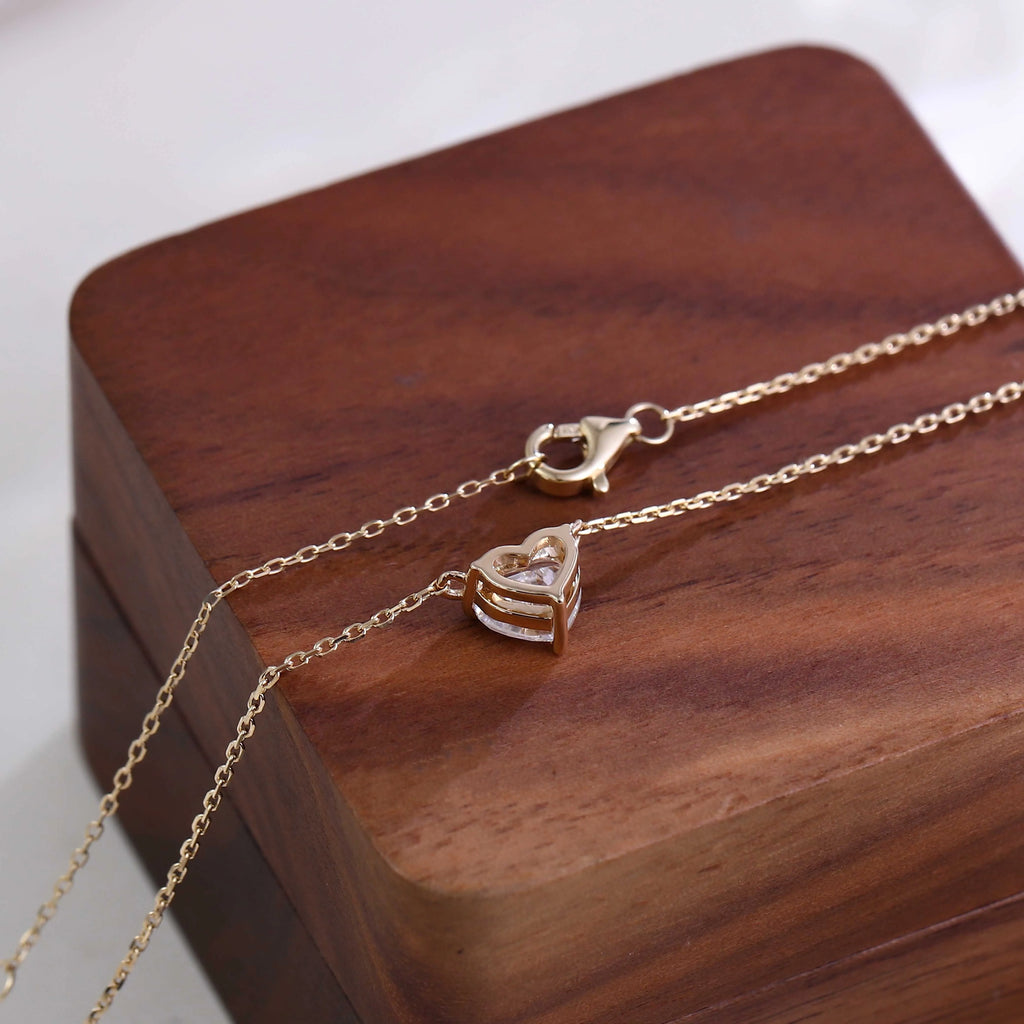 10KT Solid Yellow Gold & Lab Grown Diamond Heart Necklace