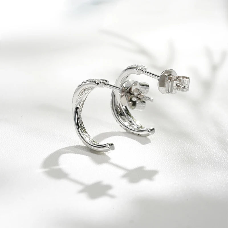 18KT White 0.23 CTW Lab Diamond Criss-Cross Hoop Earrings