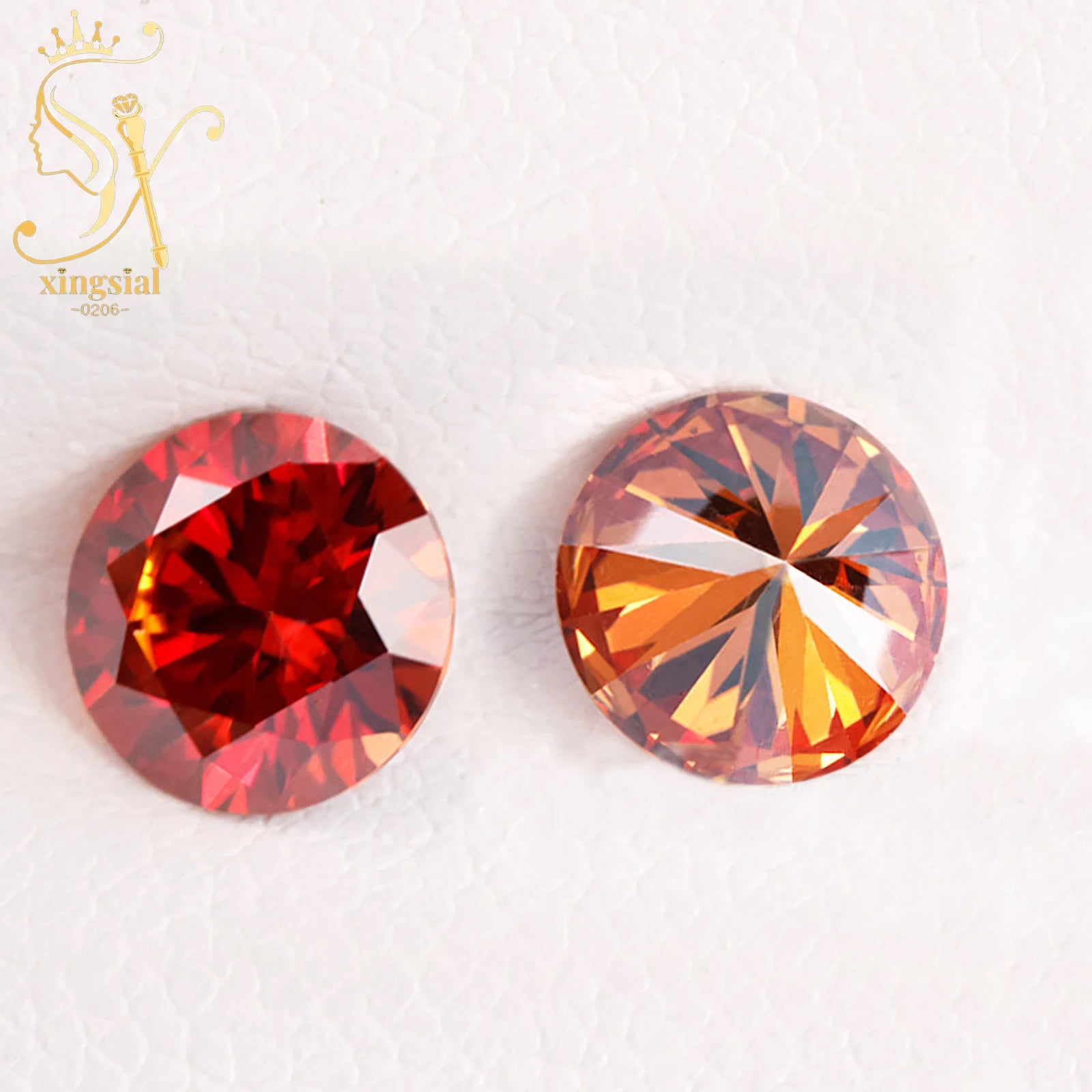 3.0MM- 11MM GRA Certificated Synthetic Gemstone VVS1 Round Brilliant Cut Garnet Red Moissanite Diamond