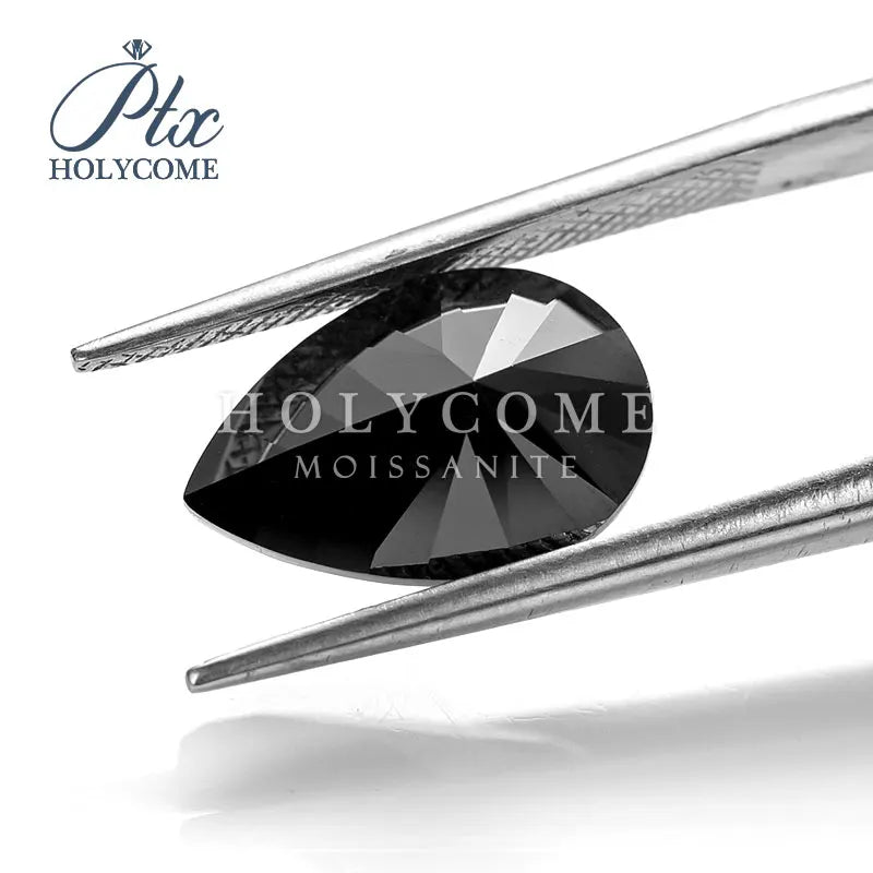 Fancy Pear Cut Moissanite BLACK Diamond Lab Grown